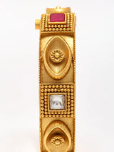Square Stone Studded Screw Openable Copper Pair of Bangles