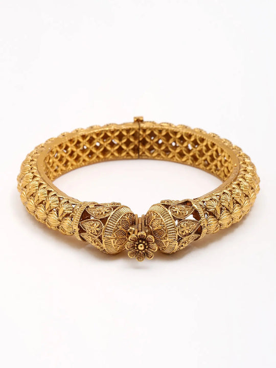Rajwadi Floral Screw Openable Copper Bangles Pair