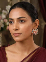 Square Multi Stone Studded Stud Earrings