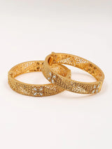 Floral Stone Studded Openable Copper Pair of Bangles