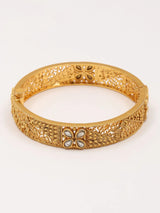 Floral Stone Studded Openable Copper Pair of Bangles