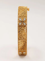 Floral Stone Studded Openable Copper Pair of Bangles