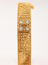 Floral Stone Studded Openable Copper Pair of Bangles
