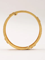 Floral Stone Studded Openable Copper Pair of Bangles