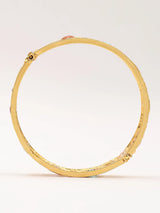 Pink and Green Stone Studded Copper Openable Bangles