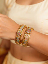 Floral Stoneset Openable Copper Bangles