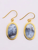 Dendritic Opal Gold Plated Sterling Silver Hook Earrings