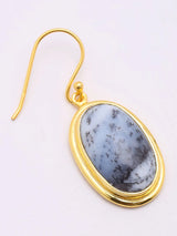 Dendritic Opal Gold Plated Sterling Silver Hook Earrings
