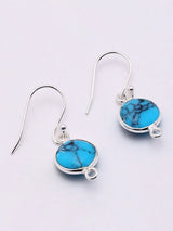 Turquoise Sterling Silver Earrings with Round Stone Setting