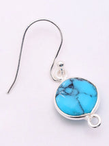 Turquoise Sterling Silver Earrings with Round Stone Setting