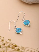 Turquoise Sterling Silver Earrings with Round Stone Setting