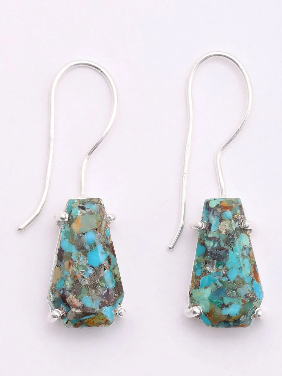 Mexican Copper Turquoise Sterling Silver Dangle Earrings