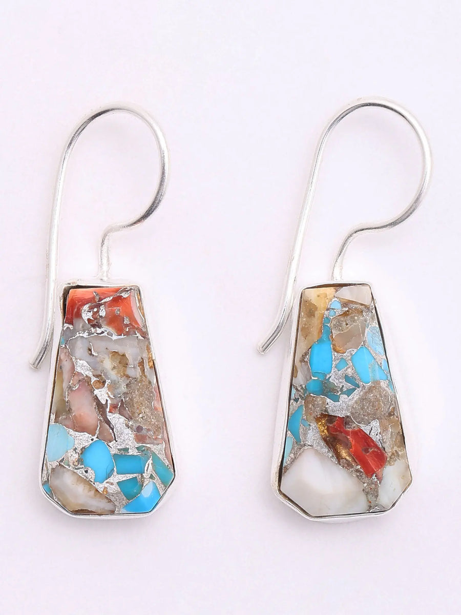 Oyster Copper Turquoise Sterling Silver Dangle Earrings