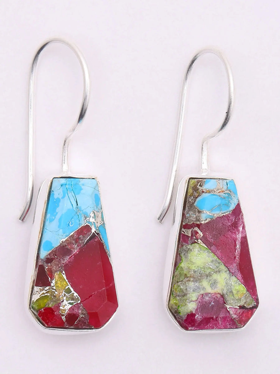 Copper Turquoise Sterling Silver Earrings