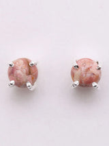 Pink Turquoise Cabochon Sterling Silver Stud Earrings
