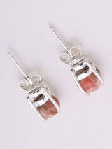Pink Turquoise Cabochon Sterling Silver Stud Earrings