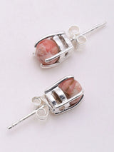 Pink Turquoise Cabochon Sterling Silver Stud Earrings