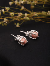 Pink Turquoise Cabochon Sterling Silver Stud Earrings