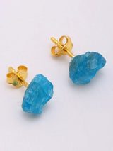 Raw Neon Apatite Gold Plated Sterling Silver Stud Earrings