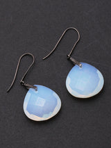 Faceted Opalite Black Ruthenium Sterling Silver Hook Earrings