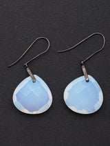 Faceted Opalite Black Ruthenium Sterling Silver Hook Earrings