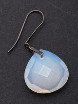 Faceted Opalite Black Ruthenium Sterling Silver Hook Earrings
