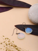 Faceted Opalite Black Ruthenium Sterling Silver Hook Earrings