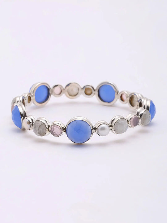 Faceted Multi Gemstone Sterling Silver Bracelet