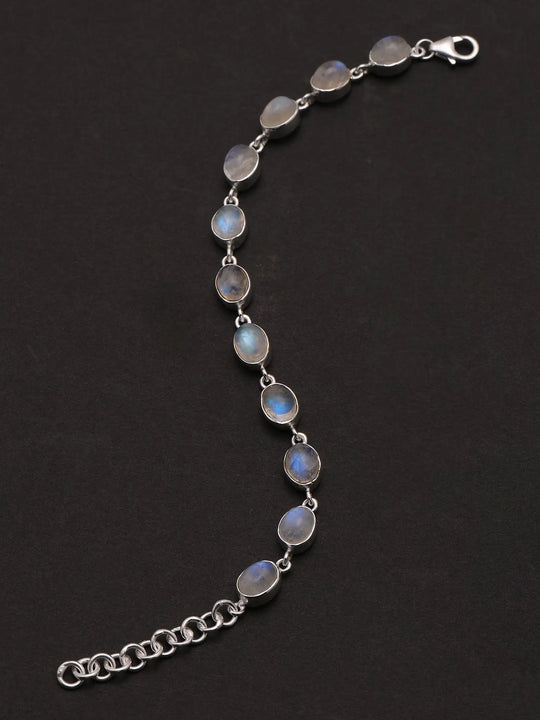 Rainbow Moonstone Sterling Silver Bracelet