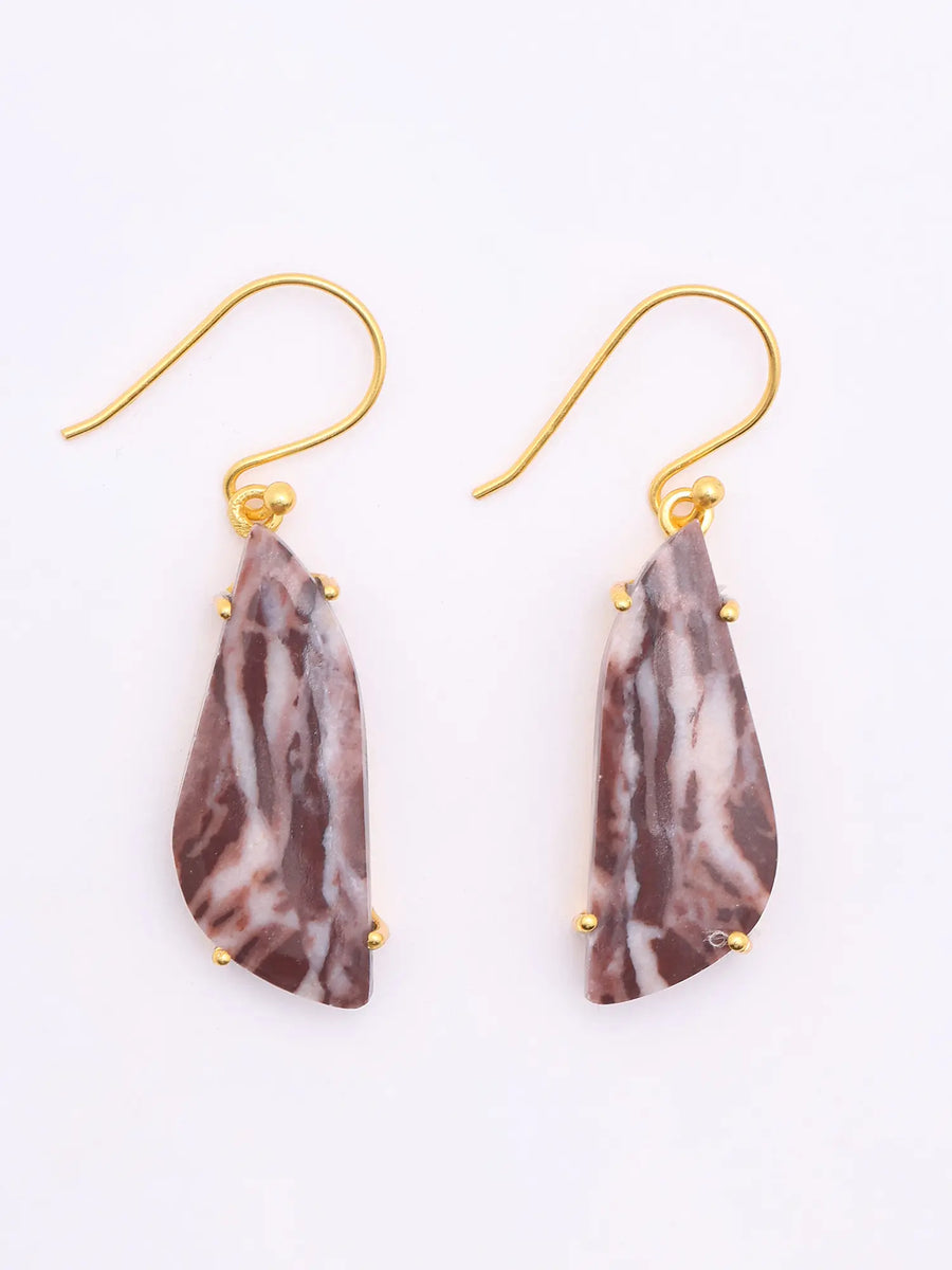Kona Jasper Gold Plated Sterling Silver Hook Earrings