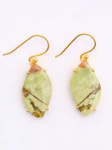 Green Opal Leaf Hook Earrings in Gold Plated Sterling Silver