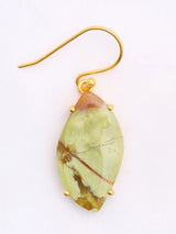 Green Opal Leaf Hook Earrings in Gold Plated Sterling Silver