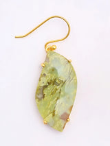 Green Opal Leaf Hook Earrings in Gold Plated Sterling Silver