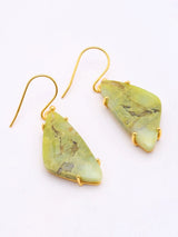 Green Opal Gold Plated Sterling Silver Hook Earrings