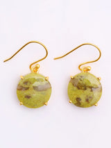 Green Opal Gold Plated Sterling Silver Hook Earrings