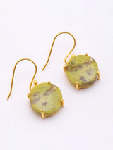 Green Opal Gold Plated Sterling Silver Hook Earrings