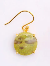 Green Opal Gold Plated Sterling Silver Hook Earrings