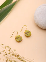 Green Opal Gold Plated Sterling Silver Hook Earrings
