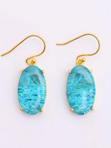 Oval Chrysocolla Gold Plated Sterling Silver Earrings