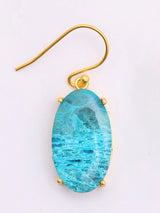 Oval Chrysocolla Gold Plated Sterling Silver Earrings