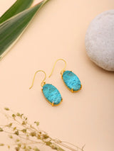 Oval Chrysocolla Gold Plated Sterling Silver Earrings