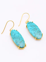 Oval Chrysocolla Gold Plated Sterling Silver Earrings
