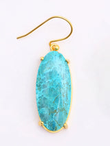 Oval Chrysocolla Gold Plated Sterling Silver Earrings