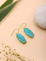 Oval Chrysocolla Gold Plated Sterling Silver Earrings