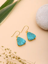 Chrysocolla Triangular Gold Plated Sterling Silver Hook Earrings