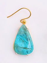 Chrysocolla Triangular Gold Plated Sterling Silver Hook Earrings