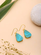 Chrysocolla Triangular Gold Plated Sterling Silver Hook Earrings