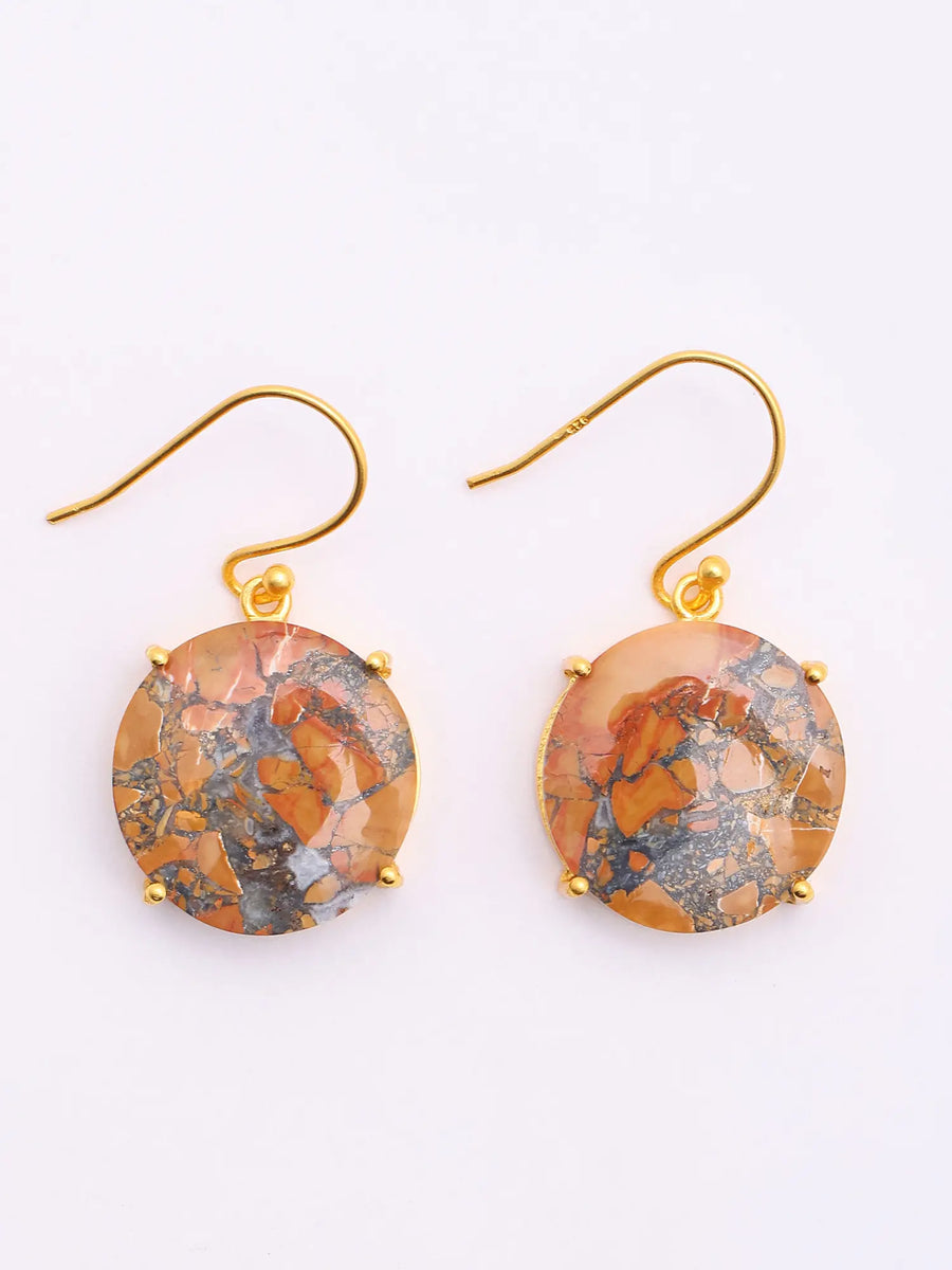 Maligano Jasper Gold Plated Sterling Silver Hook Earrings