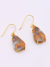 Maligano Jasper Teardrop Gold Plated Silver Earrings