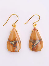 Maligano Jasper Teardrop Gold Plated Silver Earrings